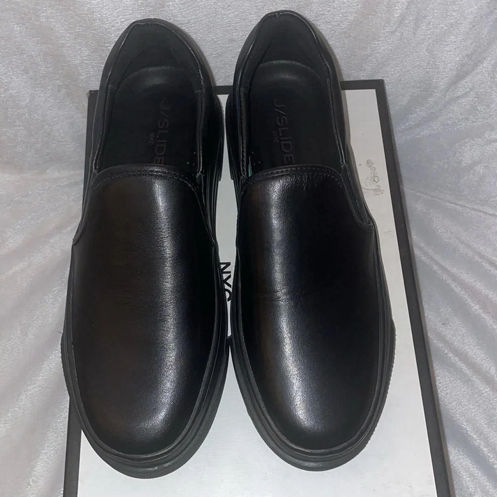 NWT J/SLIDES AILEEN Leather Slip-on Sneaker in Black/Black - Picture 4 of 10